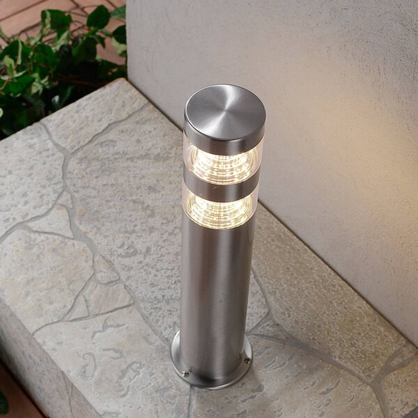 Lindby LED talapzati lámpa Lanea, 40 cm, szürke, rozsdamentes acél, IP44, Alu / szürke / cink, Rozsdamentes acél, Modern