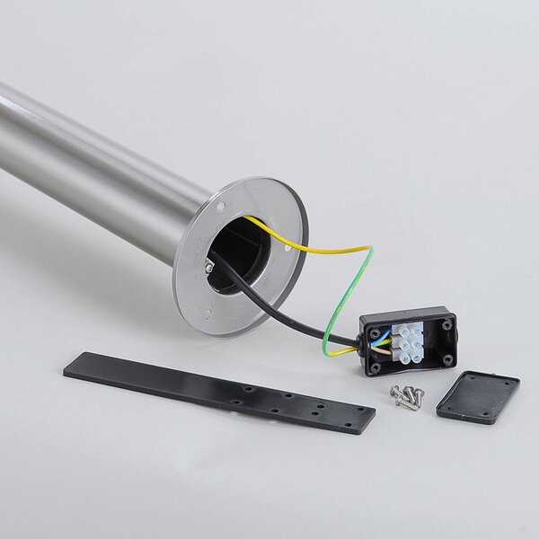 Lindby LED talapzati lámpa Lanea, 40 cm, szürke, rozsdamentes acél, IP44, Alu / szürke / cink, Rozsdamentes acél, Modern