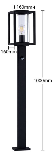 Lucande ösvény világítás Ferda, 100 cm, érzékelő, antracit, IP44, Fekete, Alumínium, Modern