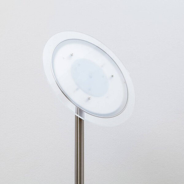 Lindby Malea LED álló lámpa, nikkel színű, dimmelhető, 180 cm, dimmelhető, Alu / szürke / cink, Nappali / Étkező, fém, Modern