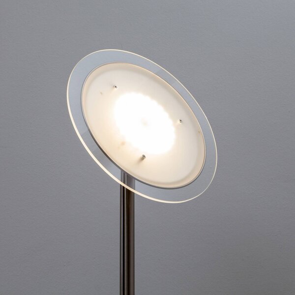 Lindby Malea LED álló lámpa, nikkel színű, dimmelhető, 180 cm, dimmelhető, Alu / szürke / cink, Nappali / Étkező, fém, Modern