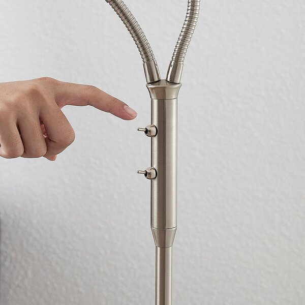 Lindby állólámpa Gwendolin, 160 cm, nikkel színű, 2-lámpás., Alu / szürke / cink, Nappali / Étkező, fém, Modern