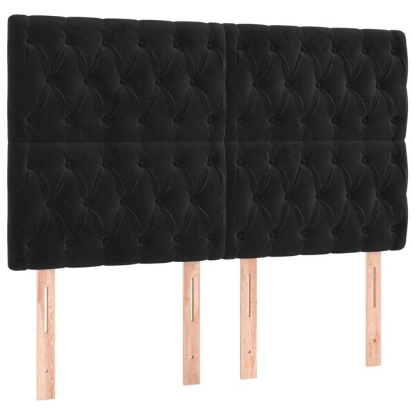 VIDAXL - Fekete Bársony Fejtámla - 4 db - 80x7x78/88 cm