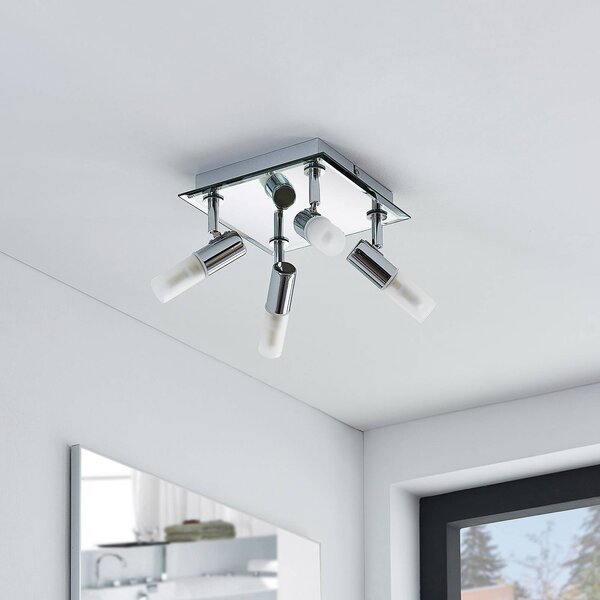 Lindby fürdőszobai mennyezeti lámpa Zela, 32 cm, króm, 4 lámpás, IP44, dimmelhető, Króm / ezüst, Fürdőszoba, fém, Modern