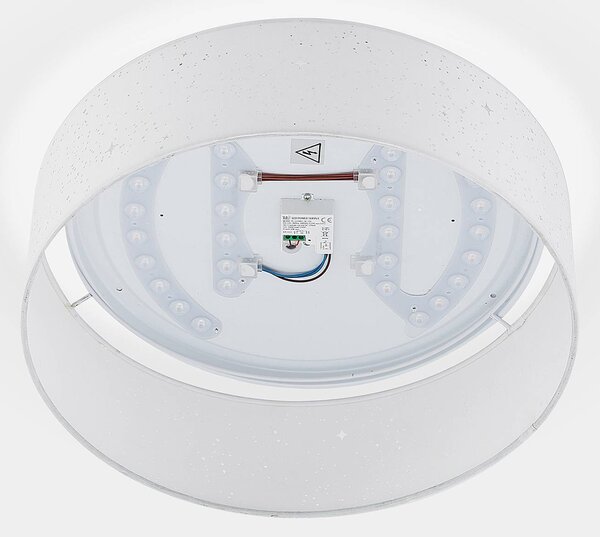 Lindby LED mennyezeti lámpa Ellamina, 40 cm, fehér, textil, Fehér / opál, Nappali / Étkező, Textil / szövet / selyem, Modern