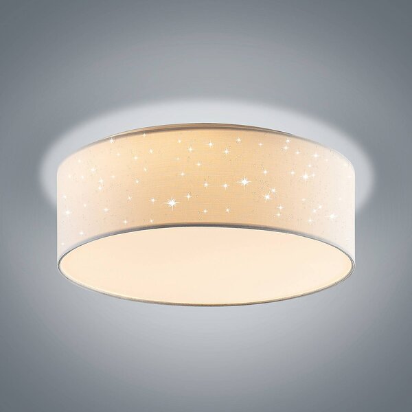 Lindby LED mennyezeti lámpa Ellamina, 40 cm, fehér, textil, Fehér / opál, Nappali / Étkező, Textil / szövet / selyem, Modern