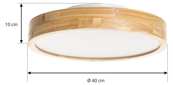 Lindby LED mennyezeti világítás Milada, tölgy, CCT, távirányító, dimmelhető, Világos fa, Nappali / Étkező, Fa, Modern