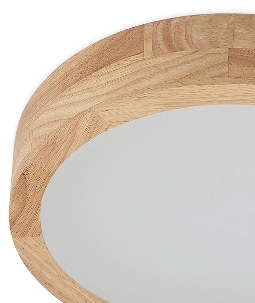 Lindby LED mennyezeti lámpa Lanira, Ø 30 cm, fa, távirányító, CCT, dimmelhető, Világos fa, Nappali / Étkező, Fa, Modern