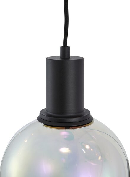 Design függőlámpa fekete szivárványos üveggel, kerek, 3-lámpás - Mallon