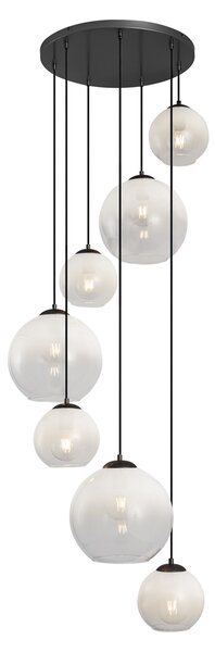 Modern függőlámpa fekete, fehér üvegből, kerek, 7-es - Misty
