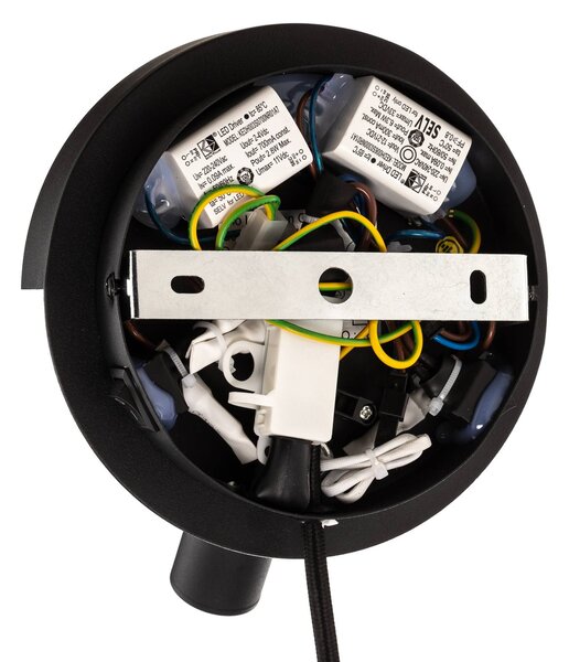 Trio Lighting Mario LED fali lámpa forgatható spotlámpával, Fekete, Nappali / Étkező, fém, Modern