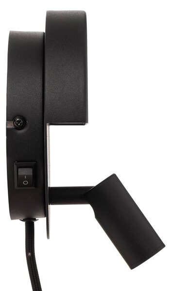 Trio Lighting Mario LED fali lámpa forgatható spotlámpával, Fekete, Nappali / Étkező, fém, Modern