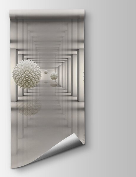 Fotótapéta Fehér szoba fehér oszlopokkal és fehér golyókkal, 3D fotótapéta, Népszerű fotótapéta, u63738 - Tapeko.hu