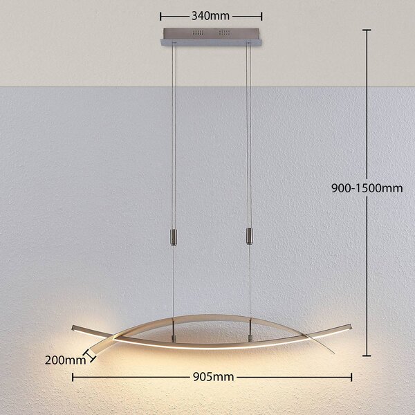 Lucande LED-es függőlámpa Marija, 91 cm, ezüst, fényerőszabályzóval, dimmelhető, dimmelhető, Króm / ezüst, Nappali / Étkező, fém, Modern