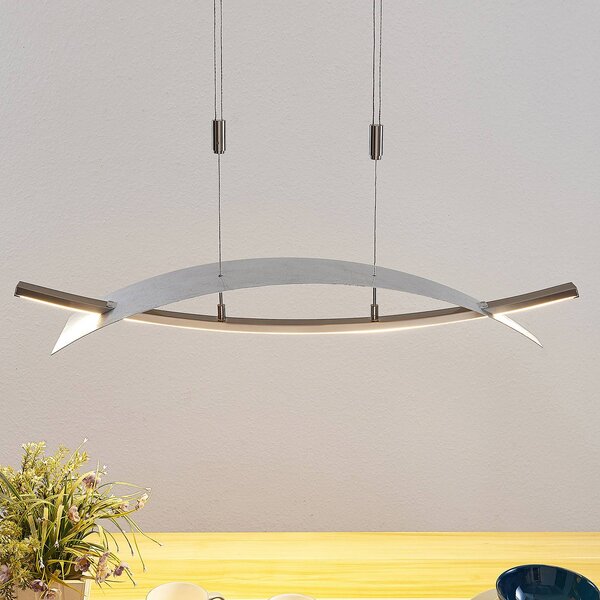 Lucande LED-es függőlámpa Marija, 91 cm, ezüst, fényerőszabályzóval, dimmelhető, dimmelhető, Króm / ezüst, Nappali / Étkező, fém, Modern