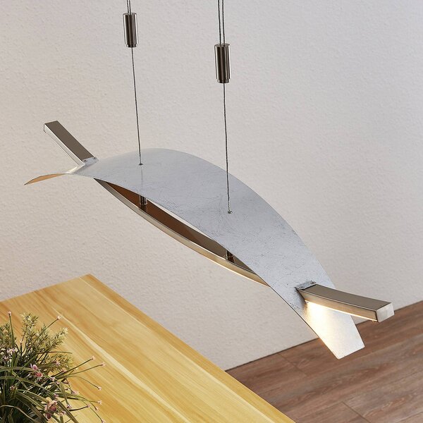 Lucande LED-es függőlámpa Marija, 91 cm, ezüst, fényerőszabályzóval, dimmelhető, dimmelhető, Króm / ezüst, Nappali / Étkező, fém, Modern