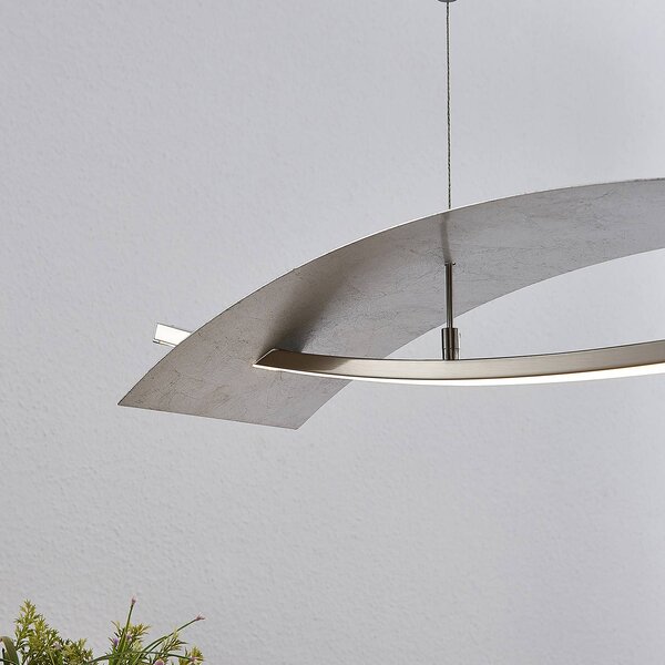 Lucande LED-es függőlámpa Marija, 91 cm, ezüst, fényerőszabályzóval, dimmelhető, dimmelhető, Króm / ezüst, Nappali / Étkező, fém, Modern