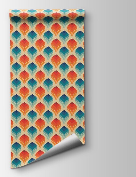 Fotótapéta Narancssárga és kék levelek mintája, Geometriai fotótapéta, Népszerű fotótapéta, u71428 - Tapeko.hu
