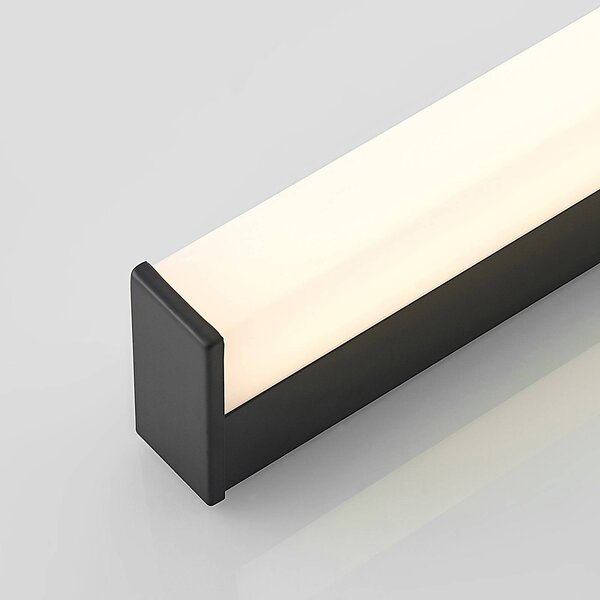 Lindby LED fürdőszoba fali lámpa Ulisan, 89 cm, fekete, szögletes, szögletes, Fekete, Fürdőszoba, Alumínium, Modern