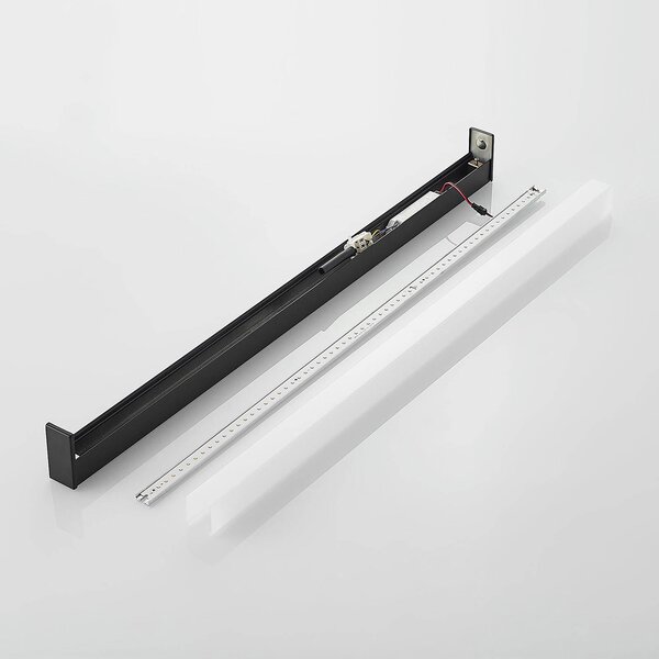 Lindby LED fürdőszoba fali lámpa Ulisan, 89 cm, fekete, szögletes, szögletes, Fekete, Fürdőszoba, Alumínium, Modern