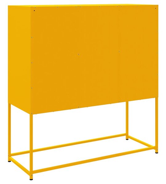 Mustársárga acél magasszekrény 100,5 x 39 x 107 cm