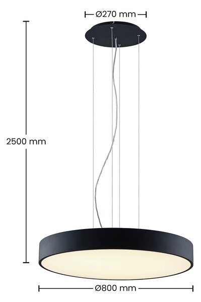 Arcchio Noabelle LED függő lámpa, fekete, 80 cm, dimmelhető, Fekete, Konyha, fém, Modern