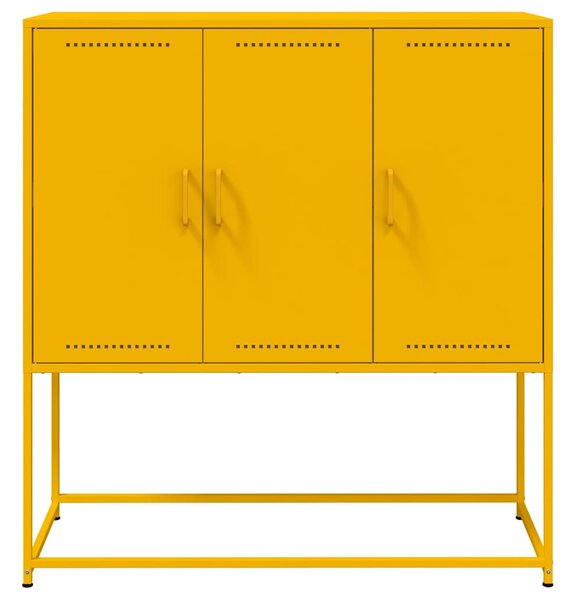 Mustársárga acél magasszekrény 100,5 x 39 x 107 cm