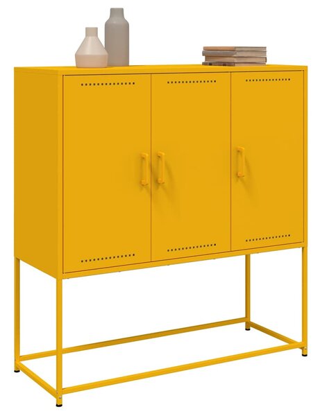 Mustársárga acél magasszekrény 100,5 x 39 x 107 cm