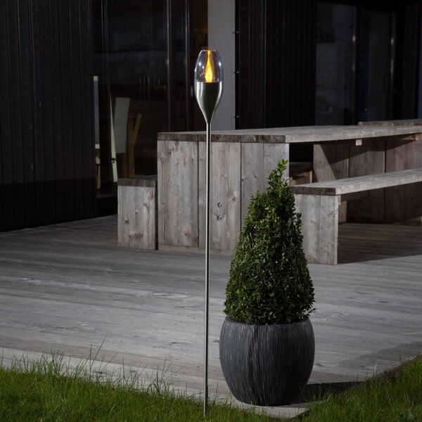 Lindby LED napelemes világítás Jari, magasság 122 cm, rozsdamentes acél,, Alu / szürke / cink, Rozsdamentes acél, Modern