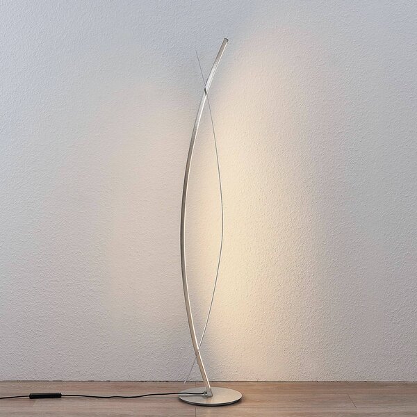 Lucande LED állólámpa Marija, ezüst, fényerőszabályzó, 140 cm, dimmelhető, Króm / ezüst, Nappali / Étkező, fém, Modern