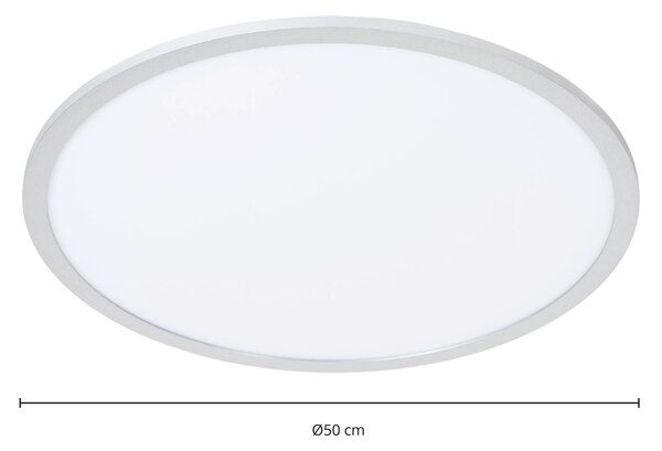 Lindby LED mennyezeti lámpa Narima, 4,000 K, Ø 50 cm, ezüst, Alu / szürke / cink, Konyha, Műanyag, Modern