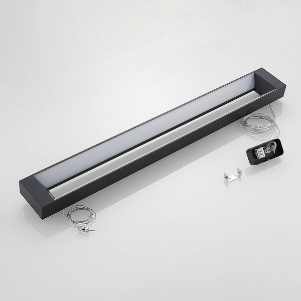 Arcchio LED-es függőlámpa Cuna, 92 cm, fekete, fém, Fekete, Dolgozószoba / Iroda, Alumínium, Modern