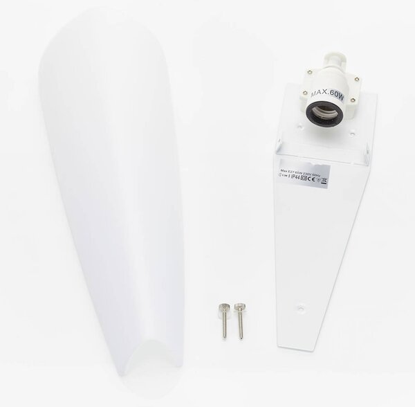 Fabas Luce Fehér fali lámpa Dedalo IP44, dimmelhető, Fehér / opál, Fürdőszoba, Üveg, Modern