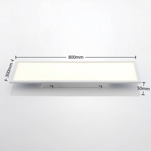 Lindby LED panel Quais, 80 x 30 cm, fehér, fém, 4,000K, Fehér / opál, Konyha, Alumínium, Modern