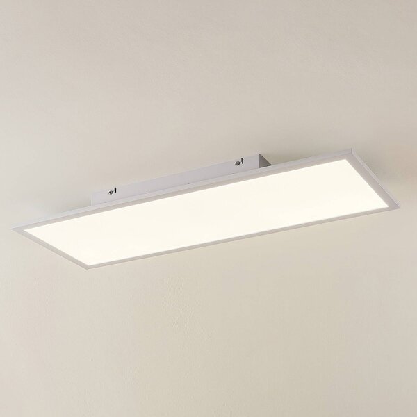 Lindby LED panel Quais, 80 x 30 cm, fehér, fém, 4,000K, Fehér / opál, Konyha, Alumínium, Modern