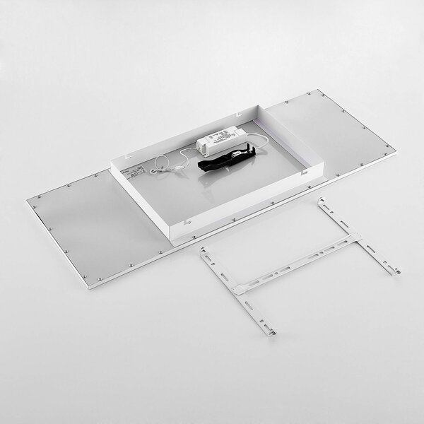 Lindby LED panel Quais, 80 x 30 cm, fehér, fém, 4,000K, Fehér / opál, Konyha, Alumínium, Modern