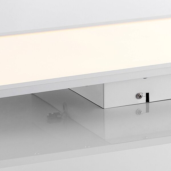 Lindby LED panel Quais, 80 x 30 cm, fehér, fém, 4,000K, Fehér / opál, Konyha, Alumínium, Modern