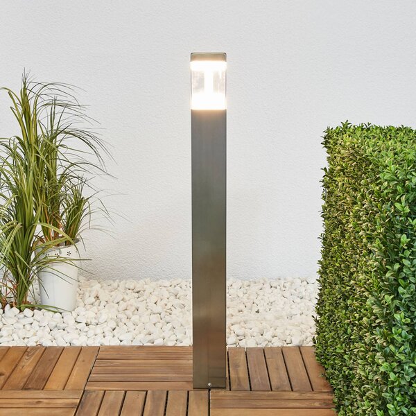 Lindby LED ösvény világítás Baily, magasság 80 cm, rozsdamentes acél, IP44, Alu / szürke / cink, Rozsdamentes acél, Modern