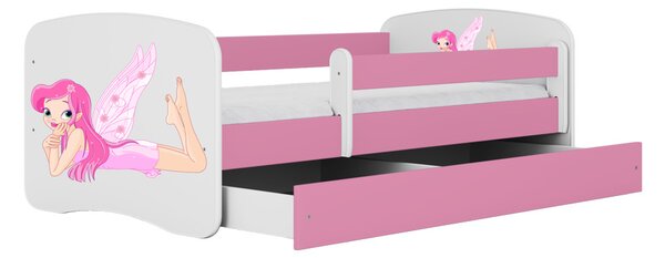Babydreams gyerekágy fekvő tündér dizájnnal, méret: 160x80, szín: rózsaszín, matraccal, ágyneműtartóval