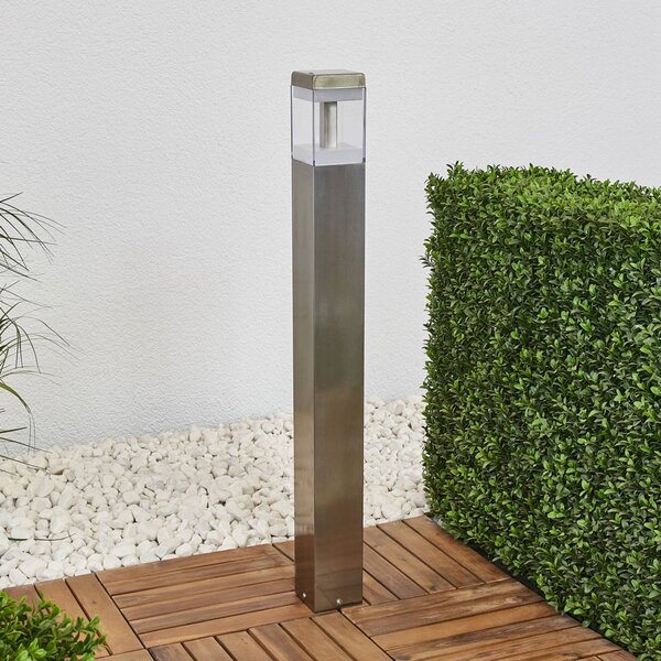 Lindby LED ösvény világítás Baily, magasság 80 cm, rozsdamentes acél, IP44, Alu / szürke / cink, Rozsdamentes acél, Modern