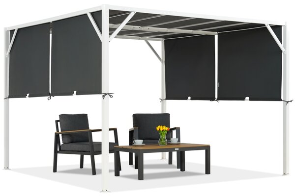 Fém terasz pergola Santorini 3 x 3 m fehér-antracit Garden Point