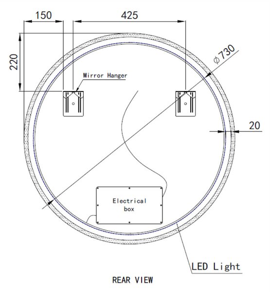 Kerek Led tükör Ø80cm Welland Alpha | Fényerő + színhőfok állítás