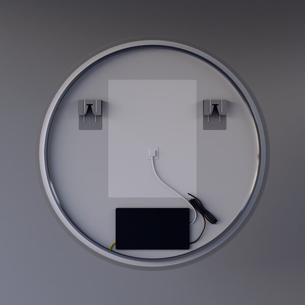 Ø80cm kerek Led tükör fürdőszobába | Páramentesítő - Óra - Fényerő + színhőfok állítás