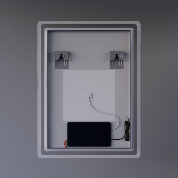 60x80cm álló fürdőszobai LED tükör | Páramentesítő - Óra - Fényerő és színhőmérséklet szabályozás