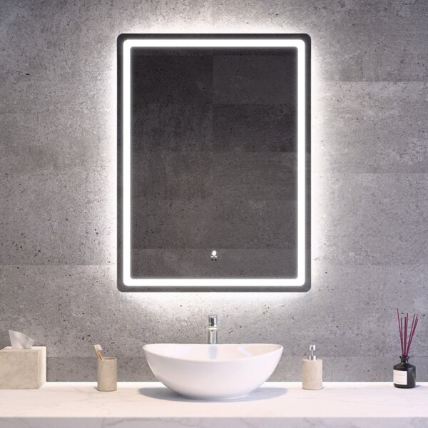 Álló fürdőszobai LED tükör 60x80cm | Gesztusvezérlés - Páramentesítő - Fényerő és színhőmérséklet szabályozás | Welland Type20V