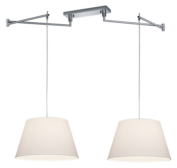 Helestra Certo függő lámpa kúpos két izzós, fehér, dimmelhető, Fehér / opál, Nappali / Étkező, Textil / szövet / selyem, Modern
