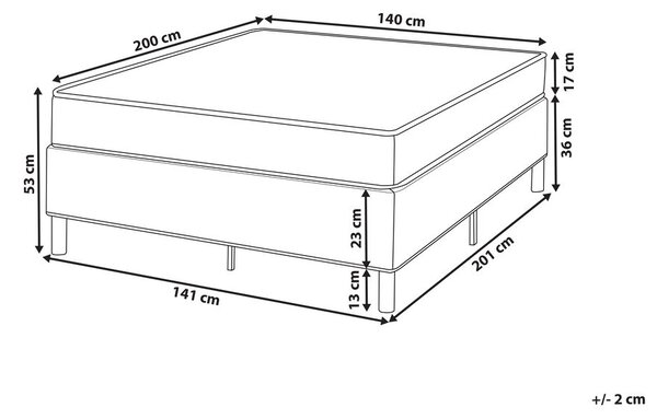Fejtámla nélküli boxspring ágy COUNTESS 140 x 200 cm Bézs