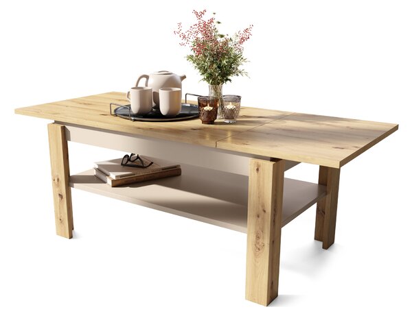 Mazzoni ASTI-R Artisan Tölgy/Bézs (Pezsgő) - MODERN DOHÁNYZÓASZTAL BŐVÍTHETŐ ASZTALLAPPAL