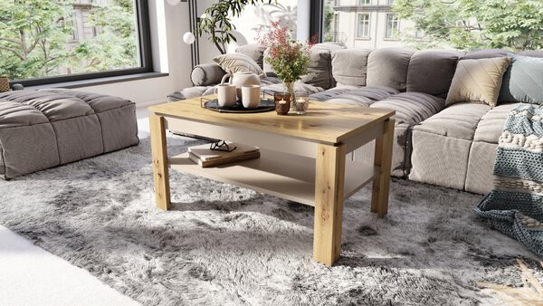 Mazzoni ASTI-R Artisan Tölgy/Bézs (Pezsgő) - MODERN DOHÁNYZÓASZTAL BŐVÍTHETŐ ASZTALLAPPAL