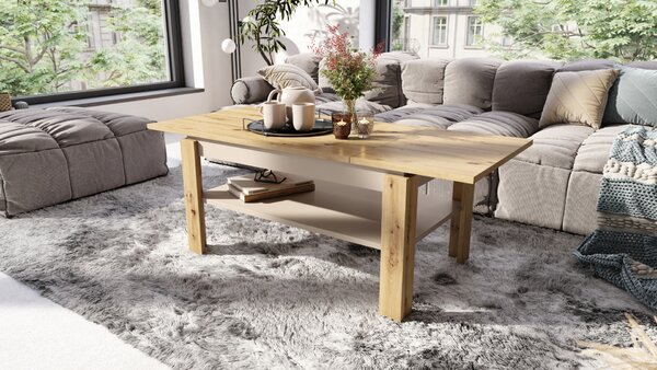 Mazzoni ASTI-R Artisan Tölgy/Bézs (Pezsgő) - MODERN DOHÁNYZÓASZTAL BŐVÍTHETŐ ASZTALLAPPAL